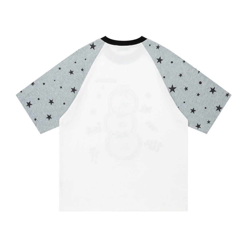 Tomato embroidery shoulder length short sleeved shirt