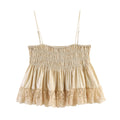 Wrinkled lace satin texture camisole top