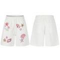 Shell Print Quick-Dry Shorts , Loose Fit Versatile Cool-Feeling Casual Five-Panel Pants