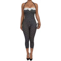 Wave point splicing lace lace neck strap jumpsuit