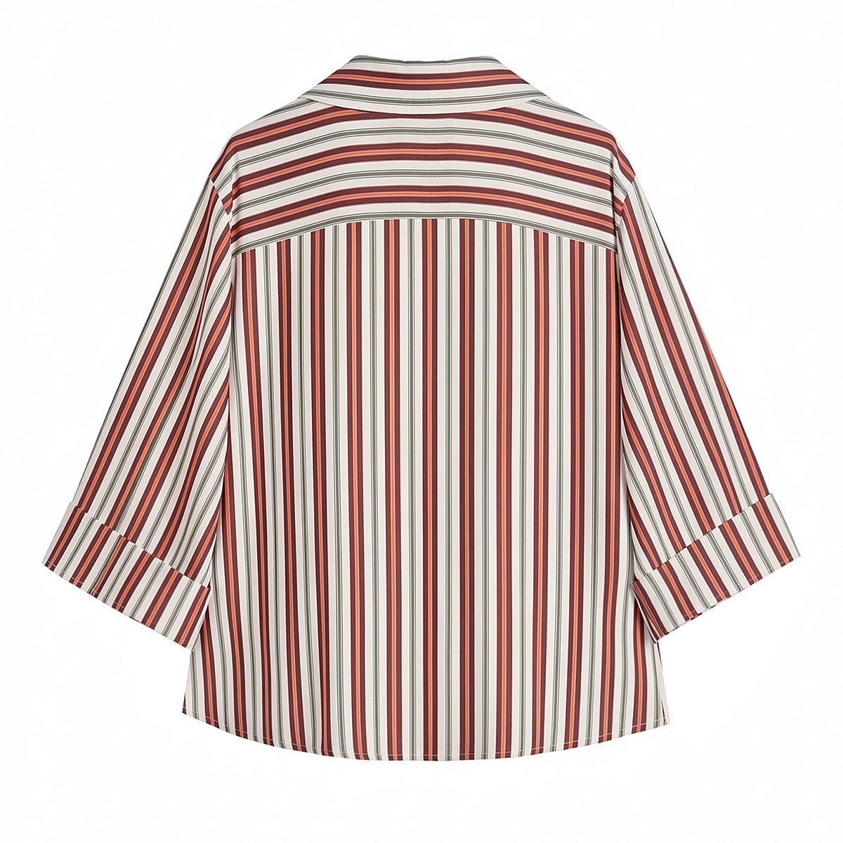 Minimalist style casual fluffy hem striped shirt