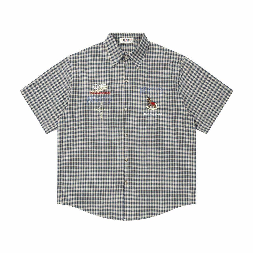 Trojan embroidery short sleeved shirt