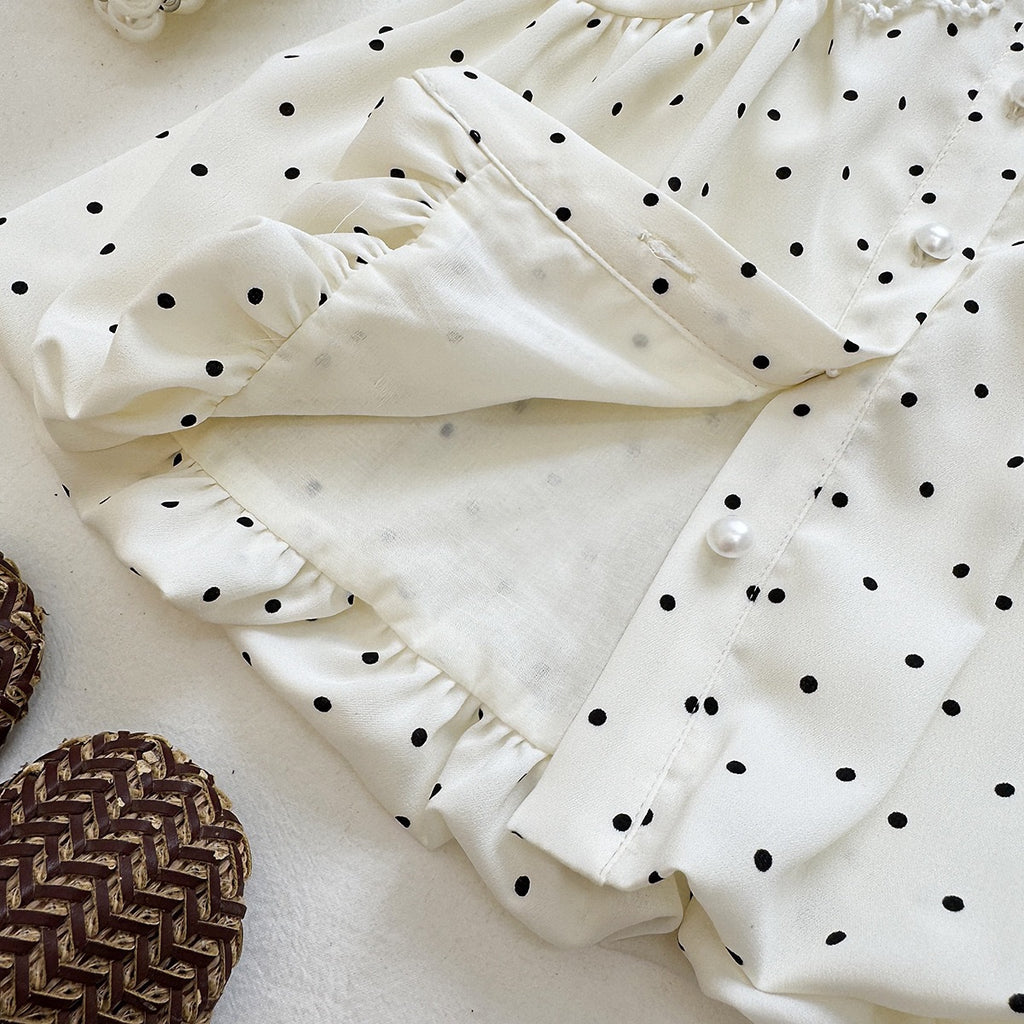 Girls' Summer Outfit SetPolka Dot Sleeveless Top with Bloomer Shorts, Two-Piece Fashionable Children's Clothing