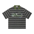 Alphabet striped embroidered short sleeved shirt