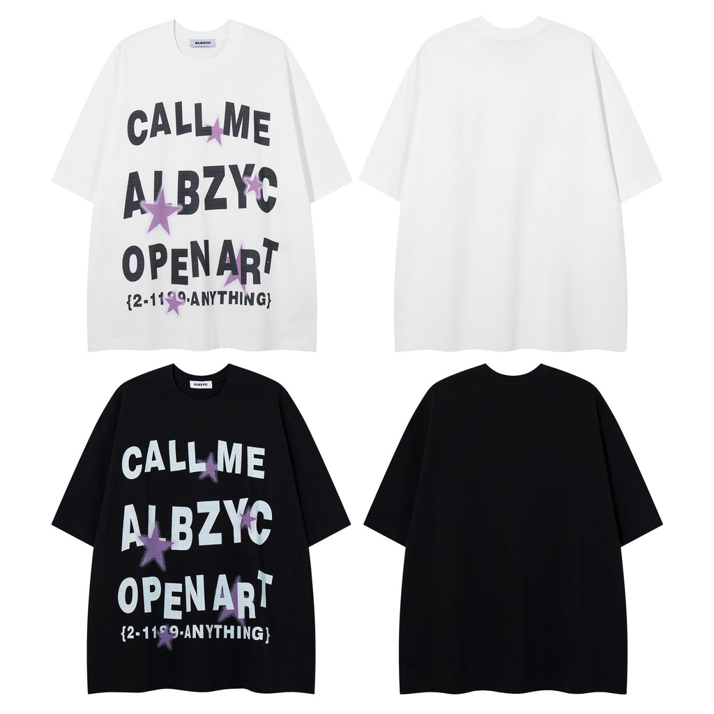 Letter star print short sleeved shirt