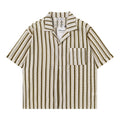 Striped hollow out silhouette short sleeved shirt