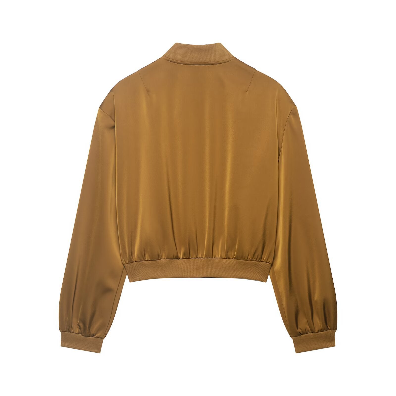 Street stand up collar versatile long sleeved short jacket