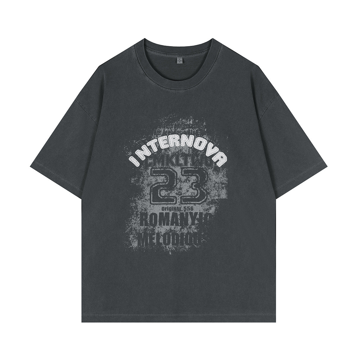 Digital letter printed short sleeved shirt