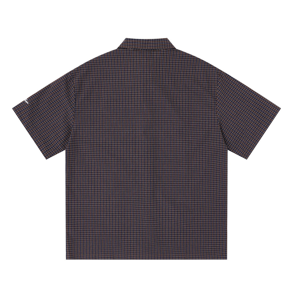Plaid breasted short sleeved shirt