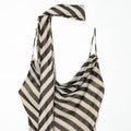 Striped ribbon decoration swing collar suspender long skirt