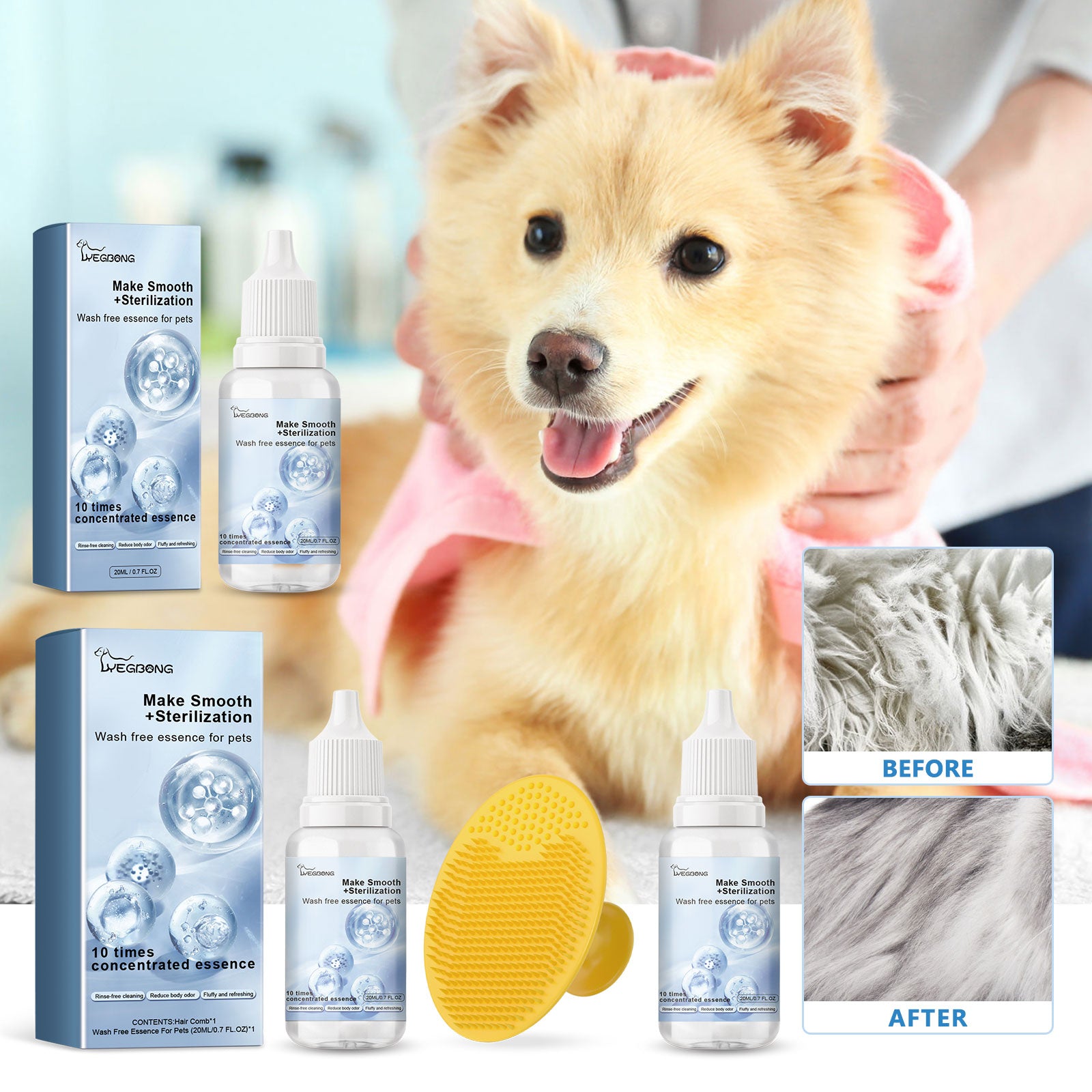 Pet Leave-In Serum For Cats And Dogs Fluffy, Soft And Fragrant Hair Care Serum