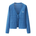 Hollow Knit Cardigan Lightweight Women's Outerwear Long Dress Match Conditioning Shirt Loose Top