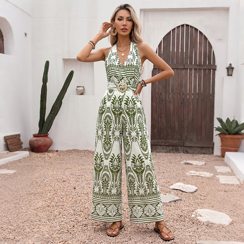 Sleeveless hanging neck jumpsuit for women