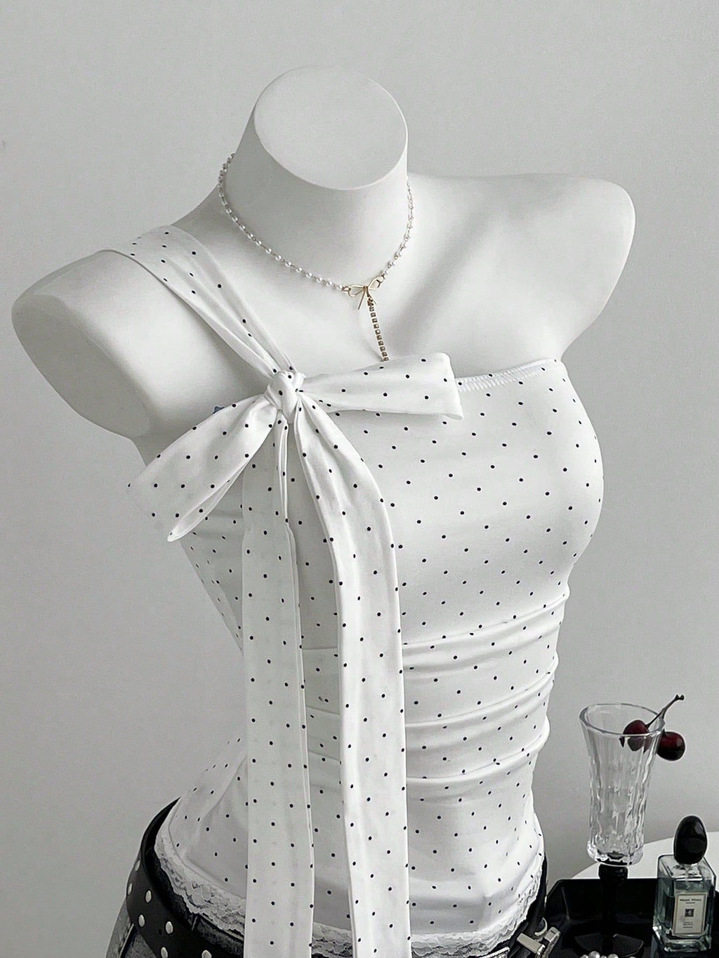 Polka off shoulder bow women's suspender