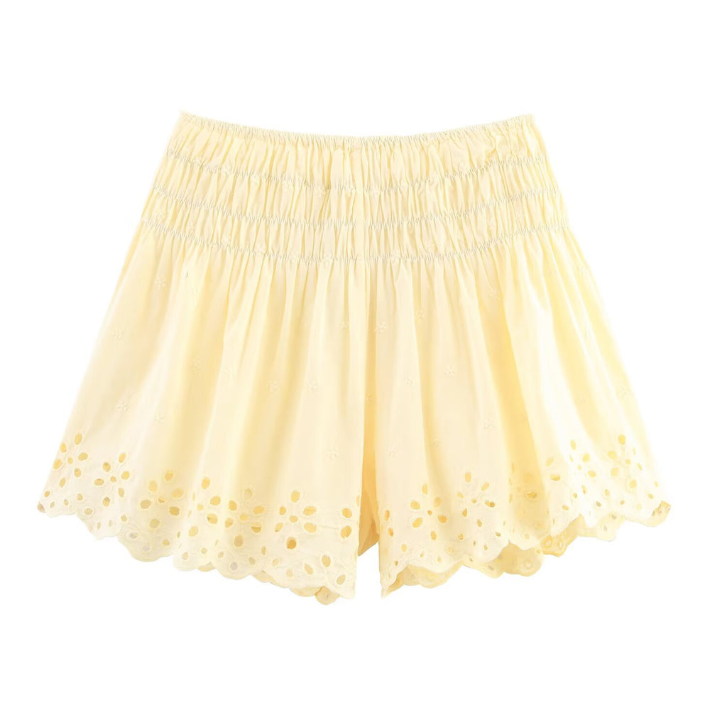 Embroidered Poplin Top+Embroidered Shorts Set