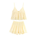 Embroidered Poplin Top+Embroidered Shorts Set