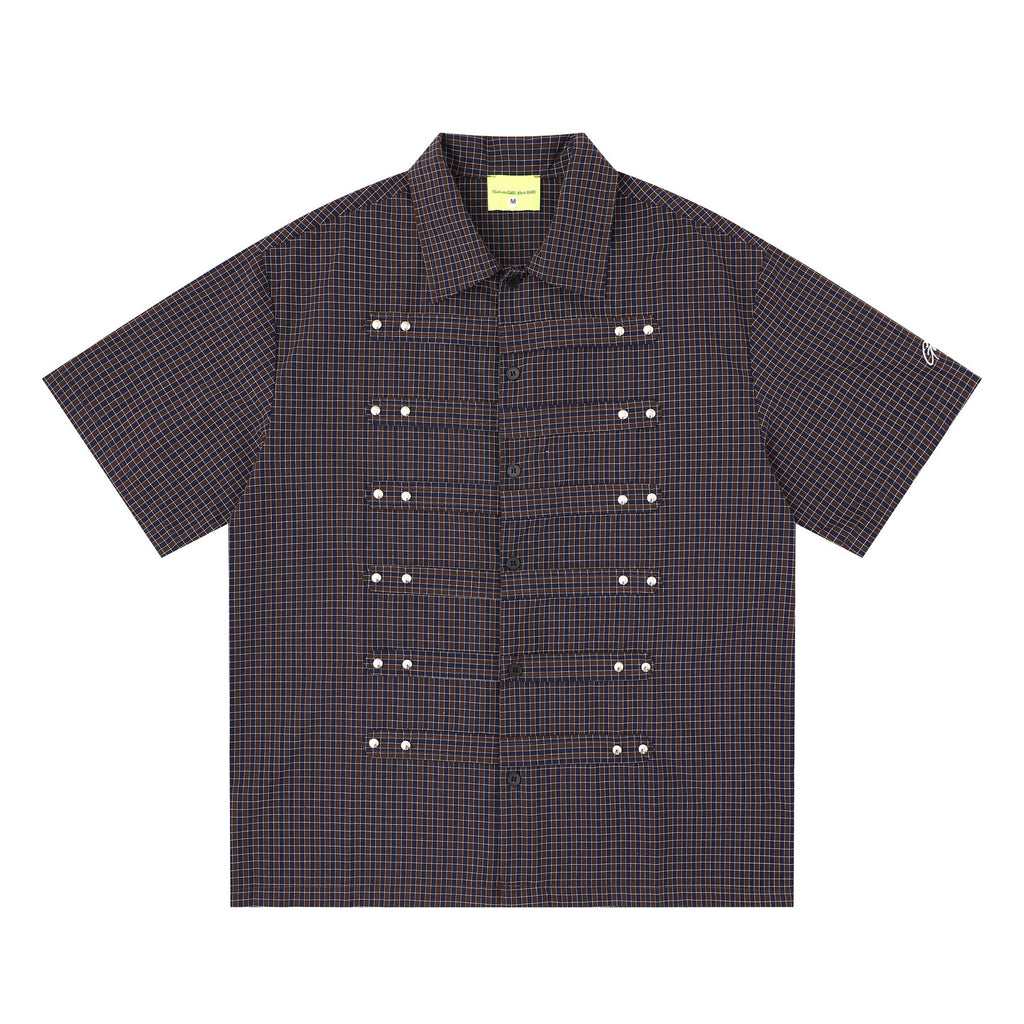 Plaid breasted short sleeved shirt