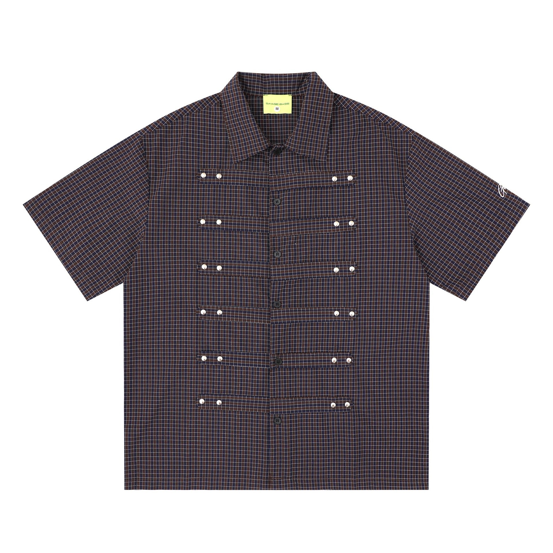 Plaid breasted short sleeved shirt