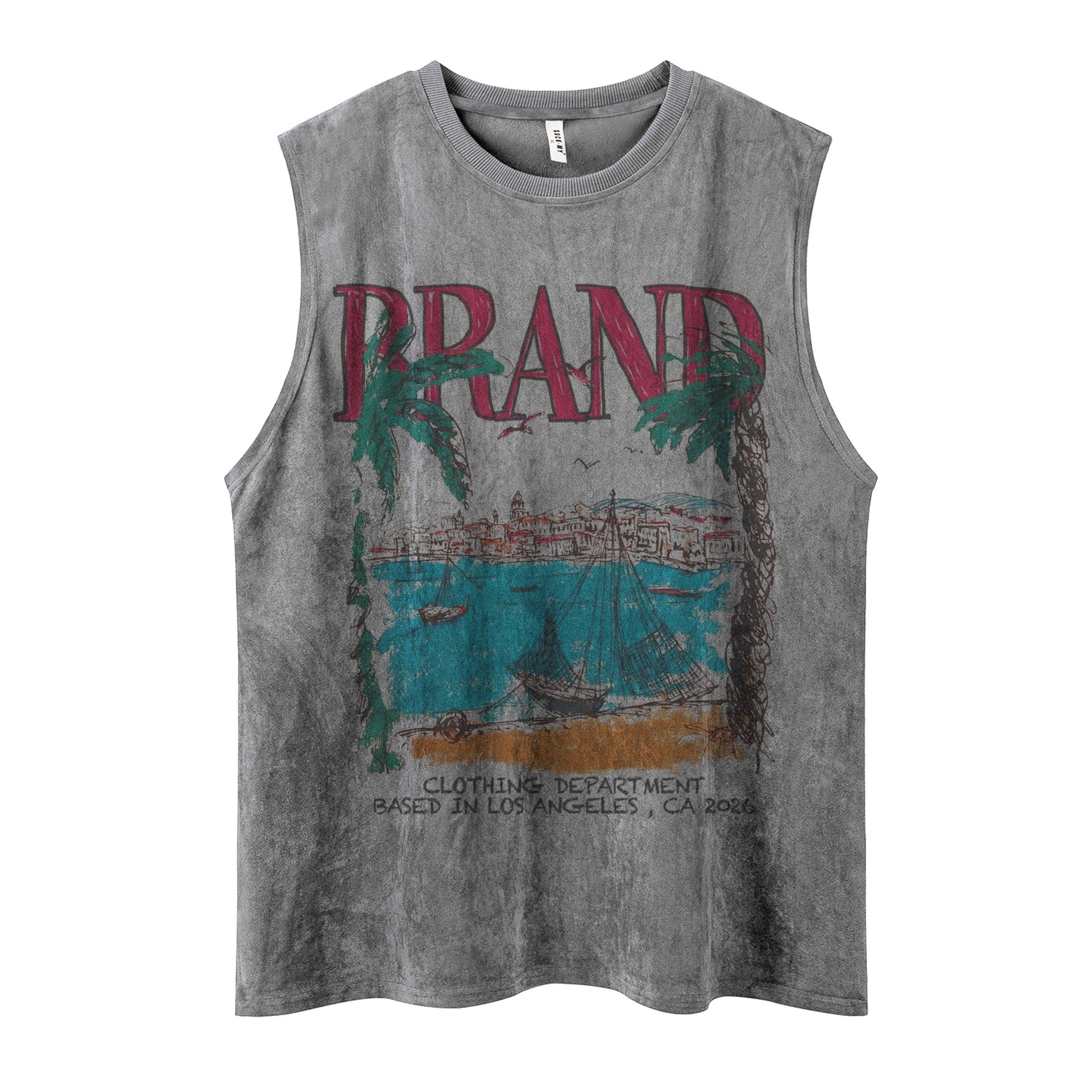 Coastal graffiti printed vest