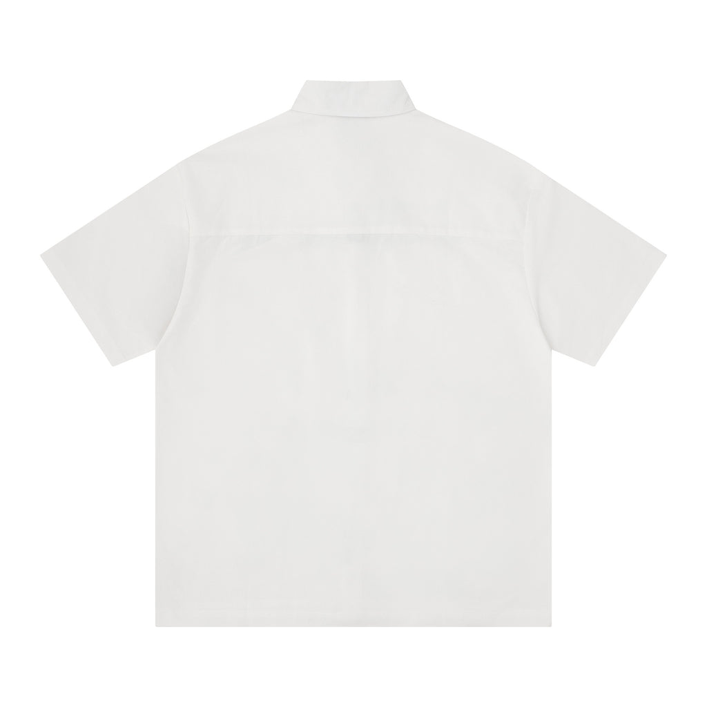 Portrait text printed short sleeved shirt